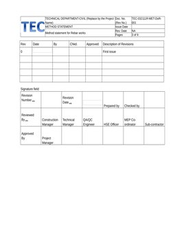 Method Statement for Rebar Works | PDF | Building Technology | Building ...