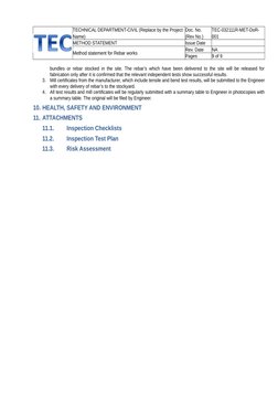 Method Statement for Rebar Works | PDF | Building Technology | Building ...