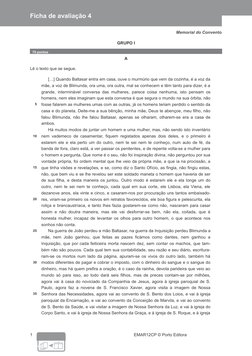 fotocopiável
Ficha de avaliação 4
Memorial do Convento
GRUPO I
70 pontos
A
Lê o texto que se segue.
5
[…] Quando Baltasar ent
