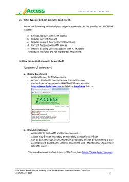 LANDBANK iAccess FAQ Guide | PDF | Transaction Account | Cheque