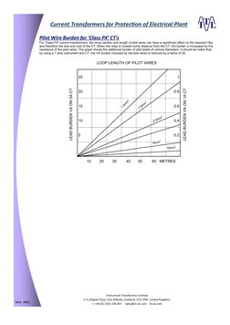 Pilot Wire Burden for ‘Class PX’ CT’s 
For 'Class PX' current transformers, the cross section and length of pilot wires can h