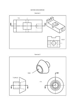 Section View Drawing Exercises | PDF | Teaching Methods & Materials