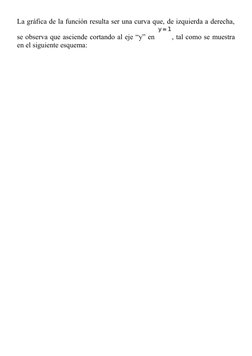 La gráfica de la función resulta ser una curva que, de izquierda a derecha,
se observa que asciende cortando al eje “y” en 
y