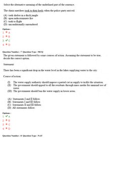 Options :
Question Number : 7  Question Type : MCQ
Options :
Question Number : 8  Question Type : NAT
