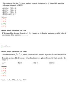 Options :
Question Number : 13  Question Type : NAT
Correct Answer :
9
Question Number : 14  Question Type : MCQ
Options :
Qu