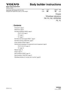 D
Body builder instructions
Volvo Truck Corporation
Göteborg, Sweden
Date
Group
Release
Page
6.09
95
10
1(24)
Supersedes VBI