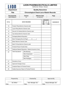 Batch Record Checklist for QA | PDF | Production And Manufacturing ...