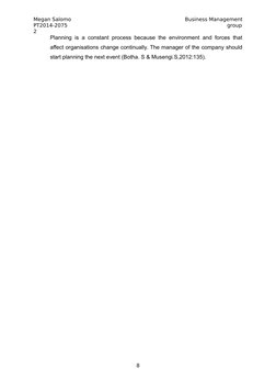 Megan Salomo
Business Management
PT2014-2075
                                                                    group
2
Plan