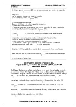 RAZONAMIENTO VERBAL
   LIC. JULIO CESAR ARTETA 
JIMENEZ
El Obispo quedó 
 (12) con la respuesta, así que pasó a la segunda
pr