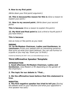 First Affirmative Speaker Guide | PDF | Argument | Reason
