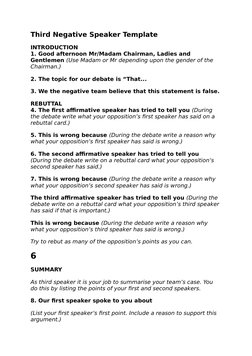 First Affirmative Speaker Guide | PDF | Argument | Reason