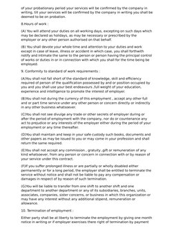 of your probationary period your services will be confirmed by the company in 
writing, till your services will be confirmed