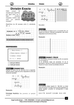 Aritmética        -        División 
Angel Curilla Quispe    /  RPC. 992624826  /  G-mail: curimate24@gmail.co