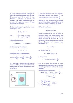 244
El cuerpo está parcialmente sumergido en 
aceite y parcialmente sumergido en agua. 
Esta siendo sujeto de la acción de