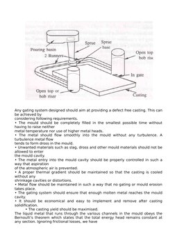 Any gating system designed should aim at providing a defect free casting. This can
be achieved by
considering following requi