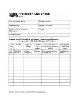 Comprehensive Theatre Cue Sheet Template | PDF | Leisure