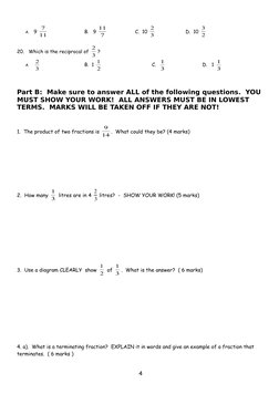 Grade 7 Math Test: Fractions Focus | PDF | Fraction (Mathematics ...