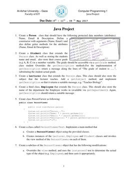 1
 
Al-Azhar University – Gaza                                               
Computer Programming 1 
Faculty of EIT