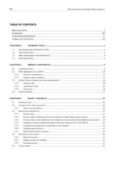 VI  
 
Risk assessment of existing bridge structures 
TABLE OF CONTENTS 
DECLARATION ........................................