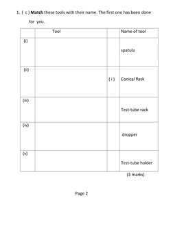 1. (  c ) Match these tools with their name. The first one has been done  
       for  you. 
  
               Tool