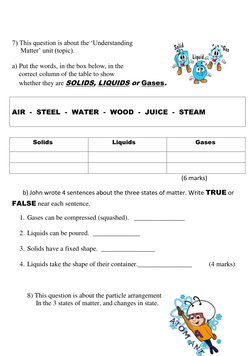 7) This question is about the ‘Understanding  
     Matter’ unit (topic). 
 
a) Put the words, in the box bel