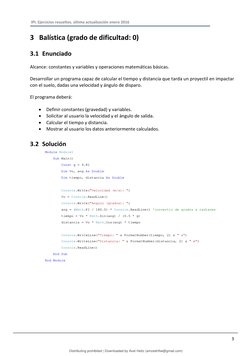 IPI. Ejercicios resueltos. última actualización enero 2016 
 
3 
3 Balística (grado de dificultad: 0) 
3.1 Enunciado 
Alcanc