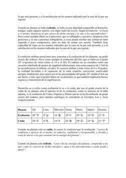 la que esté presente, y a la satisfacción en los asuntos indicados por la casa de la que sea 
regente. 
 
Cuando un planeta s