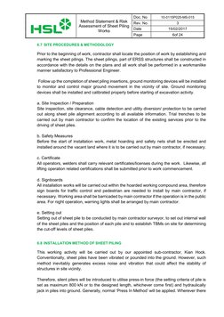 Method Statement & Risk 
Assessment of Sheet Piling 
Works  
Doc. No 
10-0115P025-MS-015 
Rev. No. 
3 
Date 
15/02/2017 
Pa