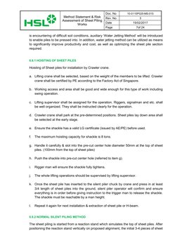 Method Statement & Risk 
Assessment of Sheet Piling 
Works  
Doc. No 
10-0115P025-MS-015 
Rev. No. 
3 
Date 
15/02/2017 
Pa