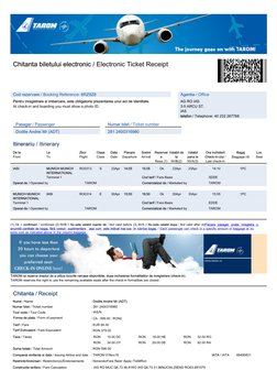TAROM Electronic Ticket Receipt | PDF | Airlines | Industries