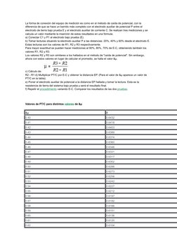 La forma de conexión del equipo de medición es como en el método de caída de potencial, con la 
diferencia de que se hace un