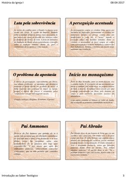 História da Igreja I
08‐04‐2017
Introdução ao Saber Teológico
3
Luta pela sobrevivência
As razões do conflito entre o Estado