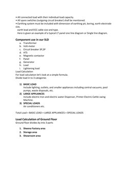 • All connected load with their individual load capacity. 
• All spare switches (outgoing circuit breaker) shall be mentioned