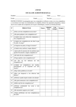 ANEXO
ESCALA DE AGRESIVIDAD (EGA)
Nombre: