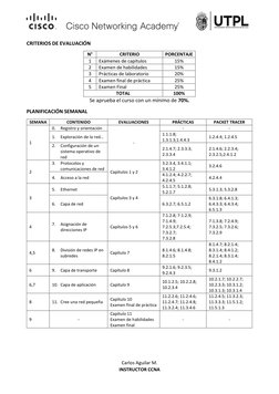 CRITERIOS DE EVALUACIÓN 
N° 
CRITERIO 
PORCENTAJE 
1 
Exámenes de capítulos 
15% 
2 
Examen de habilidades 
15% 
3