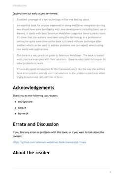 Quotes from our early access reviewers:
Excellent coverage of a key technology in the web testing space.
An essential book fo