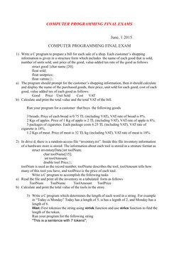 C Programming Final Exam Solutions | PDF | Value Added Tax | String ...