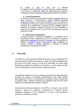 8
En
 relación
 al  pago
 de
 tasas  ante  el  Ministerio
de Trabajo y Promoción del Empleo, la primera Disposición Complemen