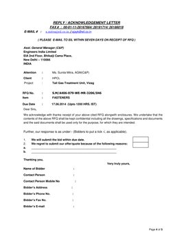 Page 4 of 5 
 
REPLY / ACKNOWLEDGEMENT LETTER 
FAX #  :  00-91-11-26167664/ 26191714/ 26186018