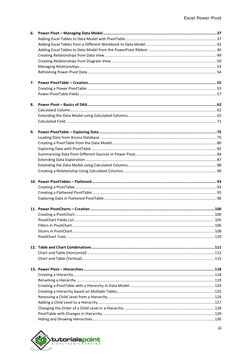 Excel Power Pivot  
iii 
 
 
6. Power Pivot – Managing Data Model ...........................................................