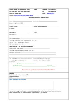 UCC Academic Transcript Request Form | PDF