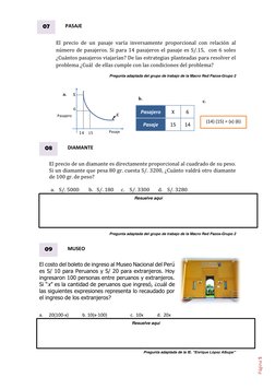 Ficha 4 - Matemática 
Página 5 
El precio de un pasaje varía inversamente proporcional con relación al 
número de pasajer
