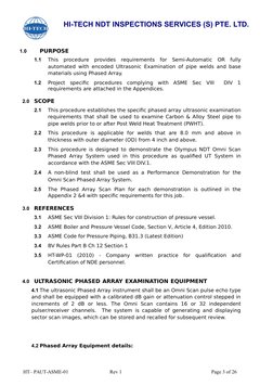 HI-TECH NDT INSPECTIONS SERVICES (S) PTE. LTD. 
                         
1.0
PURPOSE
1.1
This  procedure  provides  requirem