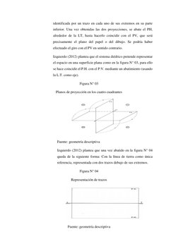 identificada por un trazo en cada uno de sus extremos en su parte 
inferior. Una vez obtenidas las dos proyecciones, se abate