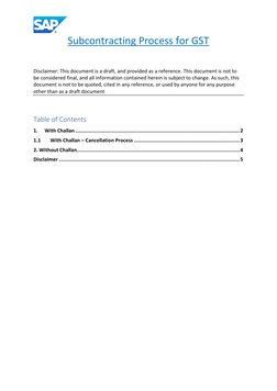 Subcontracting Process for GST 
 
 
Disclaimer: This document is a draft, and provided as a reference. This document is not