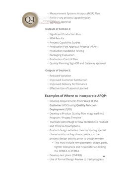 • Measurement Systems Analysis (MSA) Plan
• Preliminary process capability plan
• Gateway approval
Outputs of Section 4:
• Si