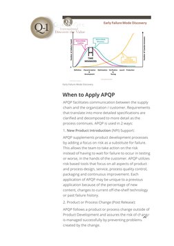 Early Failure Mode Discovery
When to Apply APQP
APQP facilitates communication between the supply 
chain and the organization