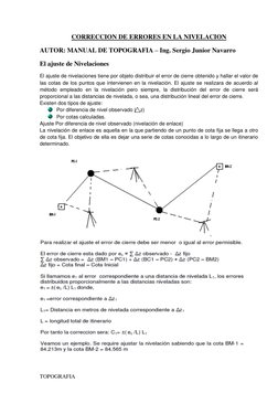 TOPOGRAFIA  
                                    
CORRECCION DE ERRORES EN LA NIVELACION  
AUTOR: MANUAL DE TOPOGRAFIA – Ing.