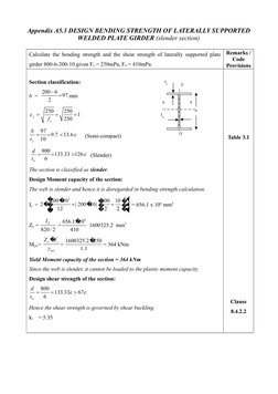 Appendix A5.3 DESIGN BENDING STRENGTH OF LATERALLY SUPPORTED
WELDED PLATE GIRDER (slender section)
Calculate the bending stre