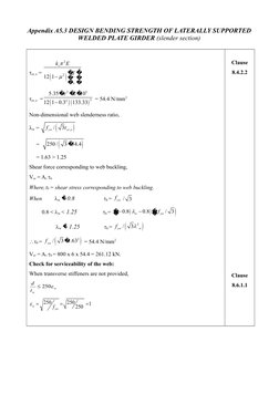 Appendix A5.3 DESIGN BENDING STRENGTH OF LATERALLY SUPPORTED
WELDED PLATE GIRDER (slender section)
cr, e = 
(
)
2
2
2
12 1
v